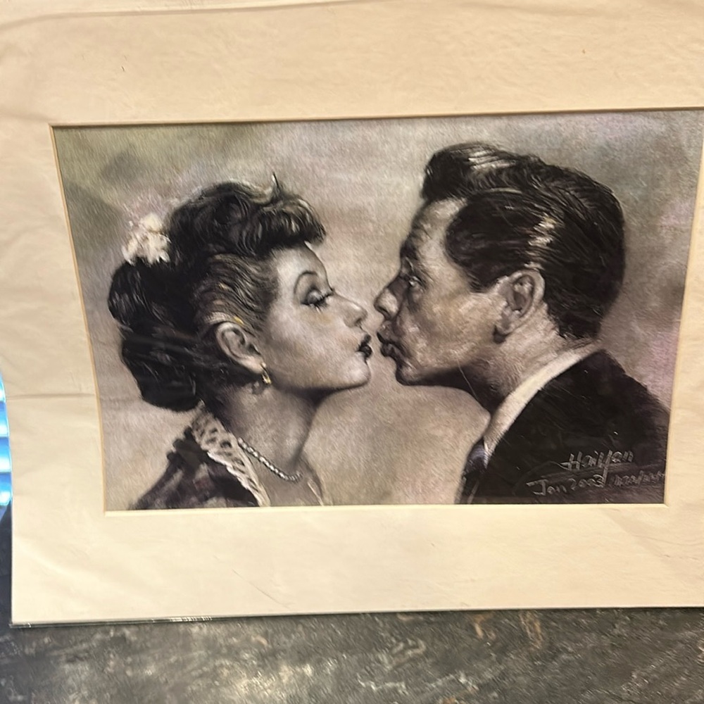 Lucille Ball and Desi Arnez drawing. New in plastic